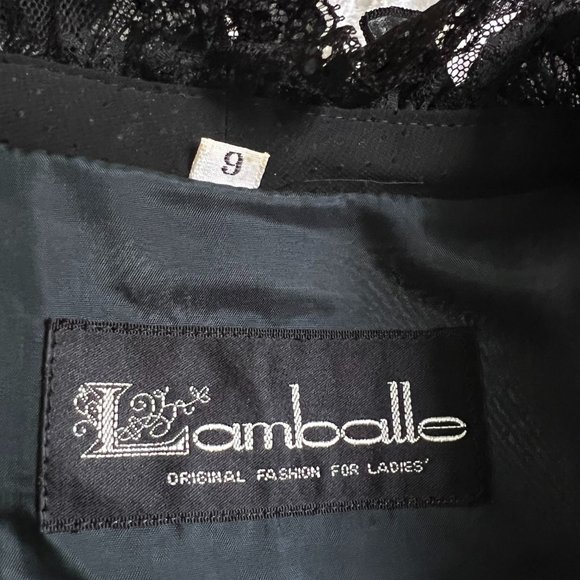 Japanese VINTAGE Goth Black LAMBALLE Long Sleeve Secretary Dress Small RARE - Picture 6 of 12